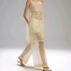 Women's High-End French Style Organza Sheer Loose Camisole Midi Dress